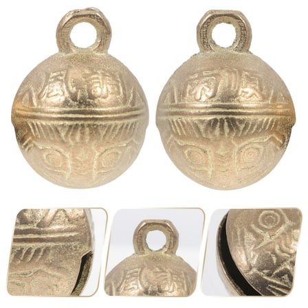 MUSEYA dog bell Bell Pendant Golden Copper 2Set