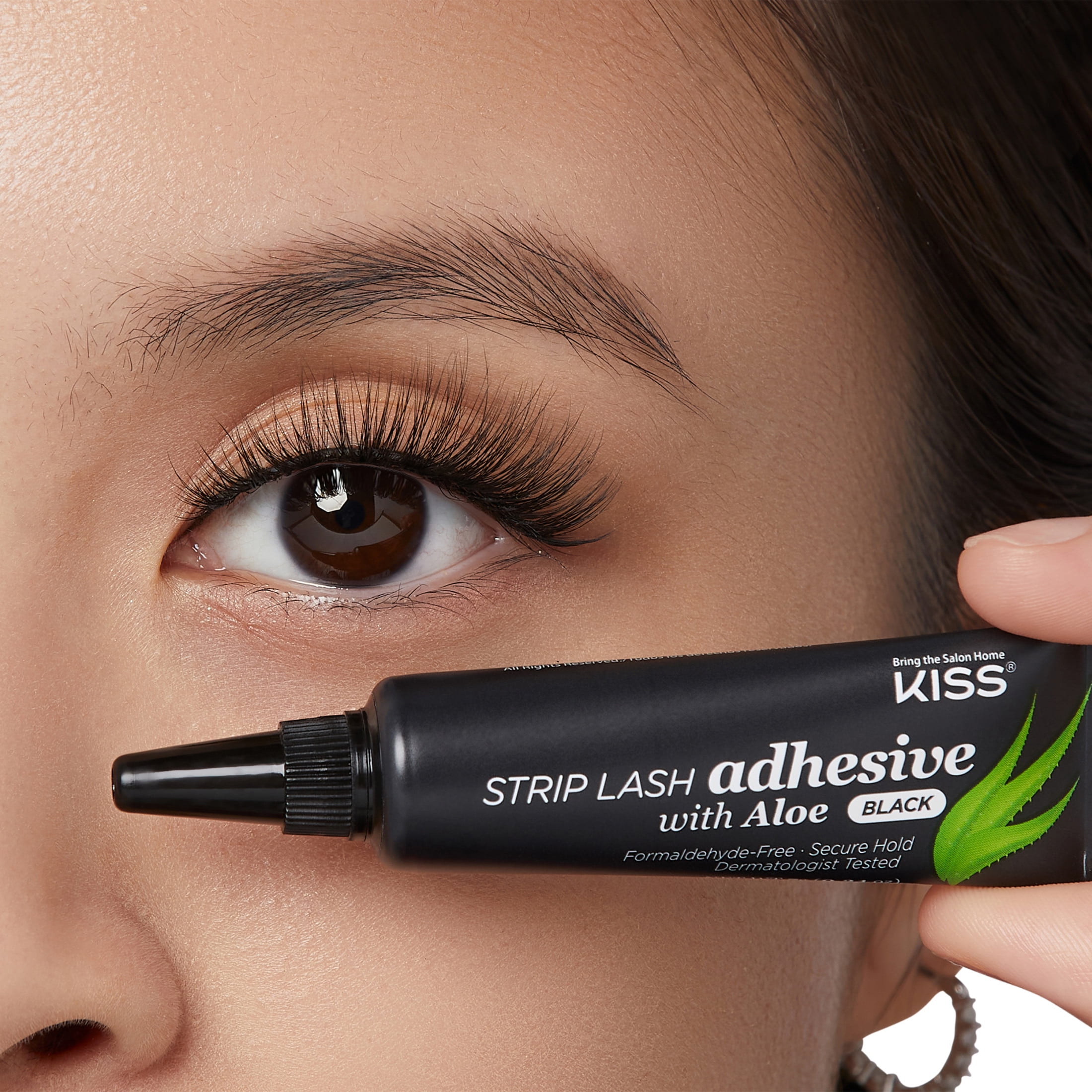 (3 pack) Kiss Strip Lash Adhesive with Aloe, Formaldehyde Free, 7g (0.24 oz.) - Black