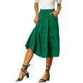 thumbnail image 4 of INSPIRE CHIC Women's Midi Skirts Solid Elastic Waist Flare A-Line Tiered Skirt with Pockets XL Green, 4 of 6