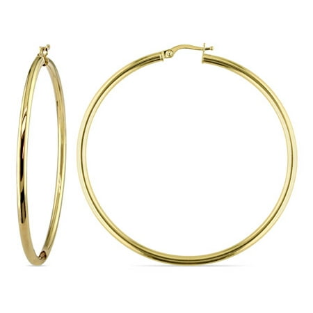 10kt Yellow Gold 2.5mm x 56mm High Polished Hoop Earrings
