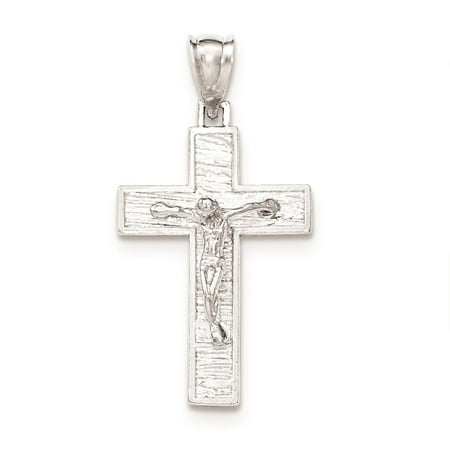 925 Sterling Silver Polished Box Cross Crucifix Charm Pendant