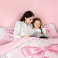 thumbnail image 5 of meiyoeat Girly Coquette Bow 7 Pieces Full Size Bedding Sets For Kids,Pink Sequin Alphabet Print S Full Size Bed in a Bag For Bowtie Lovers,Pink Reversible, 5 of 7