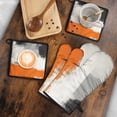 thumbnail image 5 of Orange and Grey Abstract Art Artwork Kitchen Oven Mitt and Pot Holder Sets 4 Pcs for Baking, Cooking and Grilling, Heat Resistant Up To 392 °F, 5 of 6