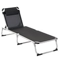 thumbnail image 1 of Outsunny Chaise Longue Pliante avec Appuie-Tête et Dossier Réglable, Noir, 1 of 10
