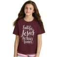 thumbnail image 3 of Fall For Jesus He Never Leaves Quote Girls Kids T Shirt Tees Teen Brisco Brands L, 3 of 6