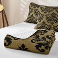 thumbnail image 4 of jejeloiu Spooky Skull Bed Spread Queen,Damask Pattern Queen Coverlet Set For Adults,Gold Black,3-Piece, 4 of 7