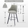 thumbnail image 3 of FIRAVOE Bar Stools Set of 2, 30" Swivel Bar Height Bar Stools with High Back, Faux Leather Bar Chairs Gray Barstools for Kitchen Island, 3 of 11
