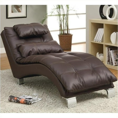 Brown Leather Chaise - Bowery Hill Faux Leather Chaise in Brown