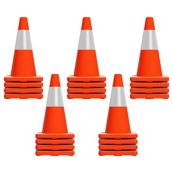 Orange Hazard Caution Cones 20PCS, 18.1in Height, Reflective Collar 5.9in, Road Street Parking Cones, Traffic Control, Driving Training