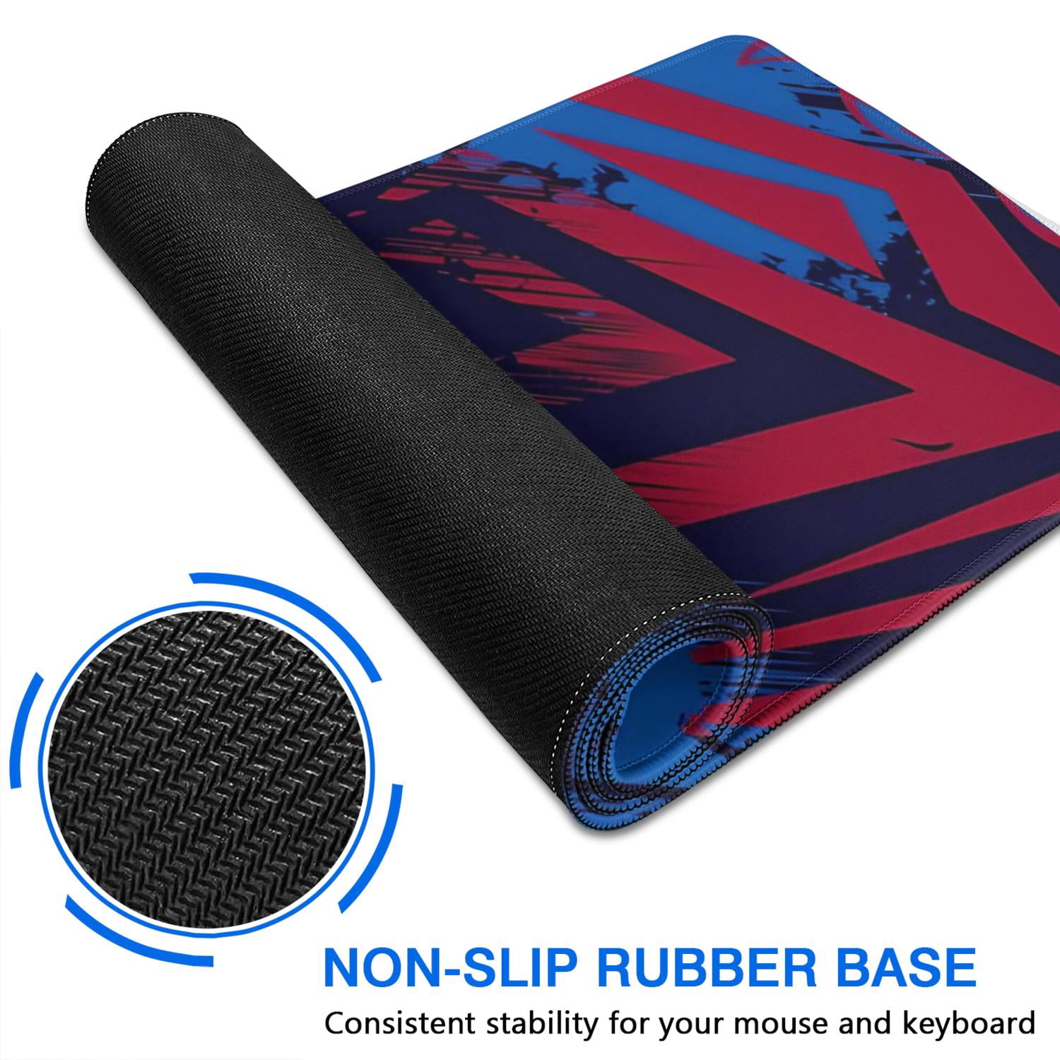 Experience Superior Gaming with Large 31.5x11.8 inch Black Red Mouse Pad - Non-Slip Base, Stitched Edge Keyboard Mat for Home Office Work