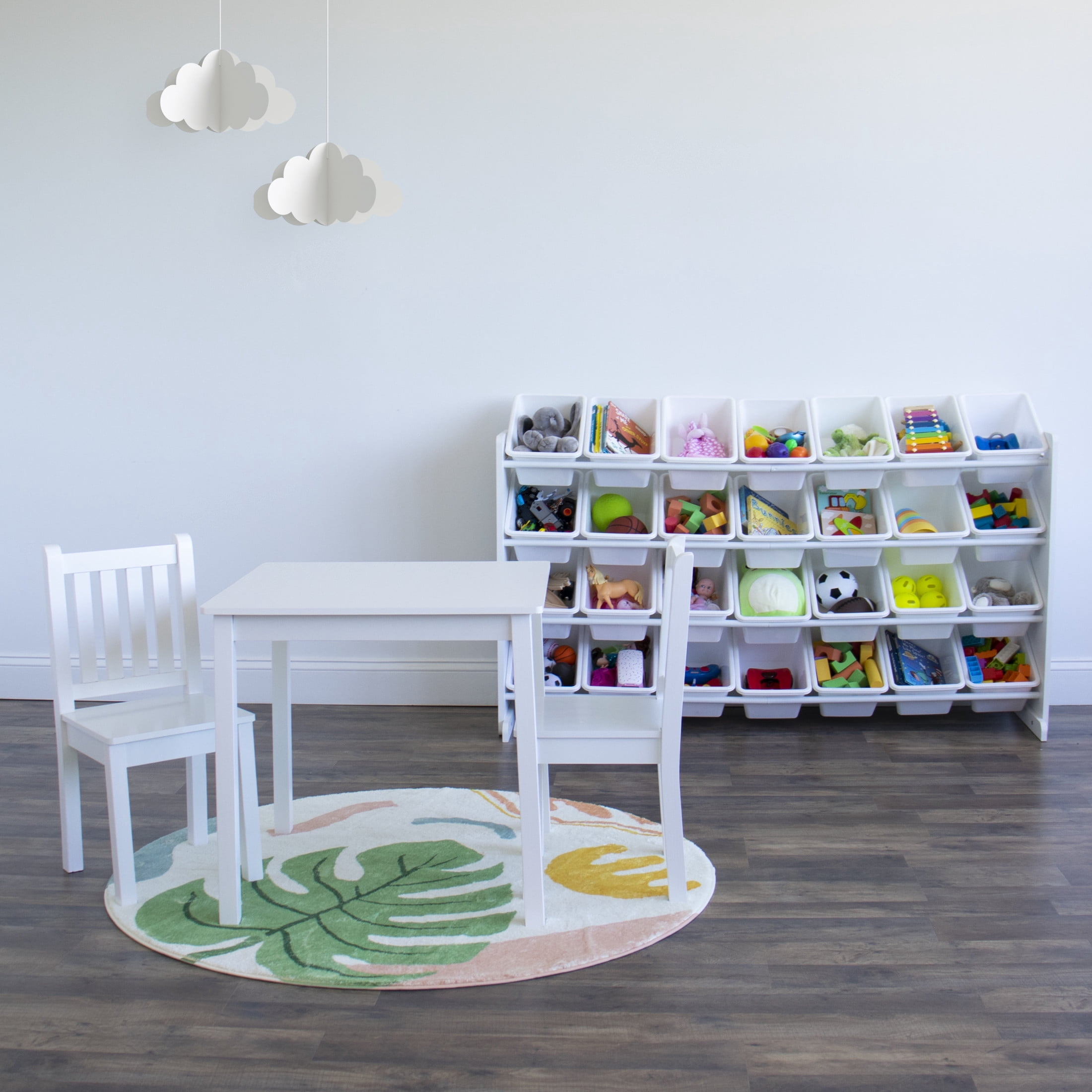 Humble Crew Cambridge Mega Kids Toy Storage Organizer with 28 Plastic Storage Bins, White