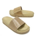 thumbnail image 4 of Dakaela Womens Platform Sandals Rhinestone Slip on Slide Sandal Open Toe Beach Walking Slipper Shoes, 4 of 7