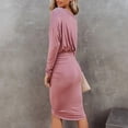 thumbnail image 4 of Vestido de paquete de cadera Paquete de color puro Cadera Un hombro Forma del cuerpo Vestido cruzado con diseño de volantes para mujer Fiesta de verano Rosa M, 4 of 6