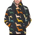 thumbnail image 2 of Bingfone Plaid Dachshund Men's Drawstring Hoodie Long Sleeve Pocket Sweatshirts-X-Large, 2 of 6