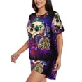 thumbnail image 2 of Daiia Mushrooms and Skull Pattern Womens Pajama Sets Short Sleeve Pajamas for Women Sets Soft Lounge Sets Casual Round Neck Sleepwear PJS-XX-Large, 2 of 7