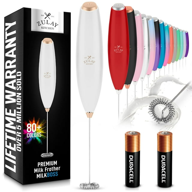 Batidor eléctrico portátil Zulay Kitchen Milk Frother White Rose