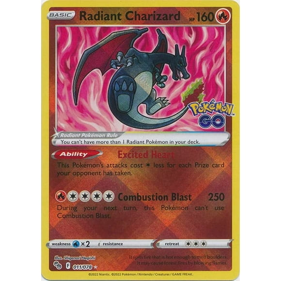 Tarjeta Pokémon Radiant Charizard 011/078 Shiny Pokemon Go