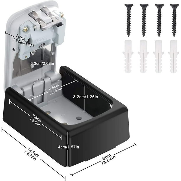 Caja Fuerte Para Llaves Con Código Numérico De 4 Dígitos, Montaje En Pared, Para Casa, Garaje, Oficina, Escuela (negro