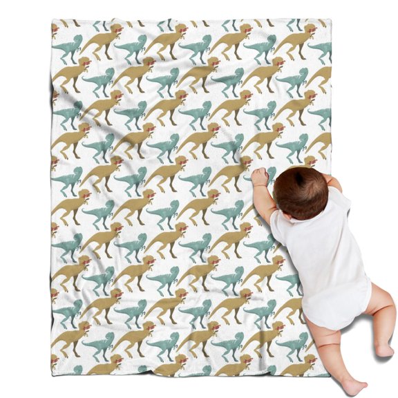 White Cartoon Dinosaurs Blanket,Comfortable Soft Flannel Throw Blanket,All Season,Warm Lightweight Blankets for Sofa Bed Couch Living Room Chair,30"x40"