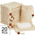 thumbnail image 1 of 10-30 bolsas exfoliantes hechas a mano para guardar jabón, bolsas de sisal natural, bolsas de malla para jabón con cordón para usar en la ducha o en el baño, 1 of 6