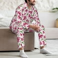 thumbnail image 7 of Salouo Lilies Flowers Print Button-Front Long Sleeve Pajama Set for Men, Soft 2Pjs Men's Long Sleeve Sleepwear-Medium, 7 of 7