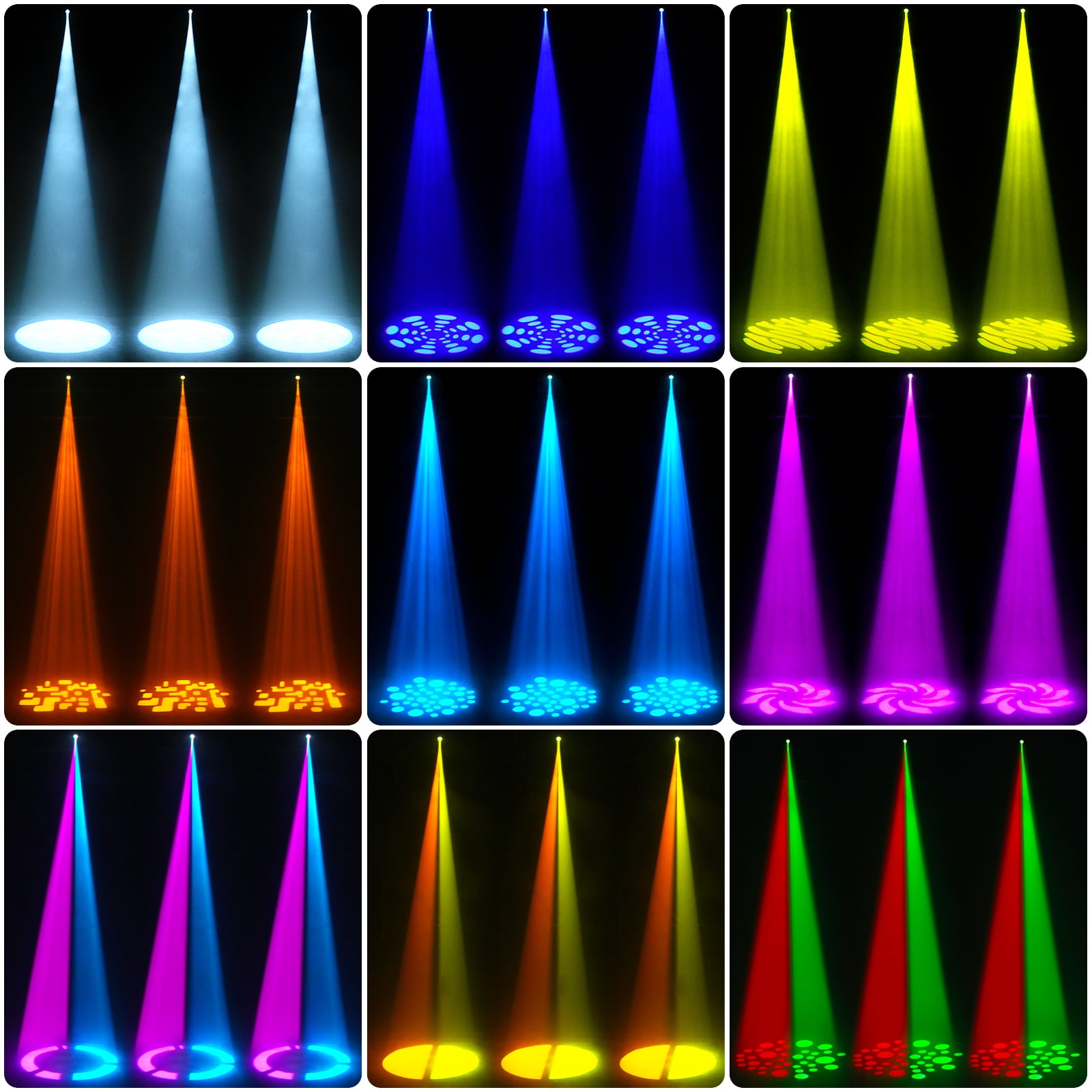 JAJALUYA Moving Head Light 120W 8 Pattern 8 colors RGBW LED Black Strobe Stage Light with DMX for DJ Party Disco,4 pack