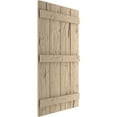 thumbnail image 3 of Ekena Millwork 22"W x 62"H Rustic Four Board Joined Board-n-Batten Hand Hewn Faux Wood Shutters (Per Pair), Primed Tan, 3 of 10