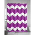 thumbnail image 5 of Shower Curtains Purple and White Stripes Bath Curtain Sea Wave Waterproof Bathroom Shower Curtain Set with Hooks Decoration 72 x 84 Inches, 5 of 7