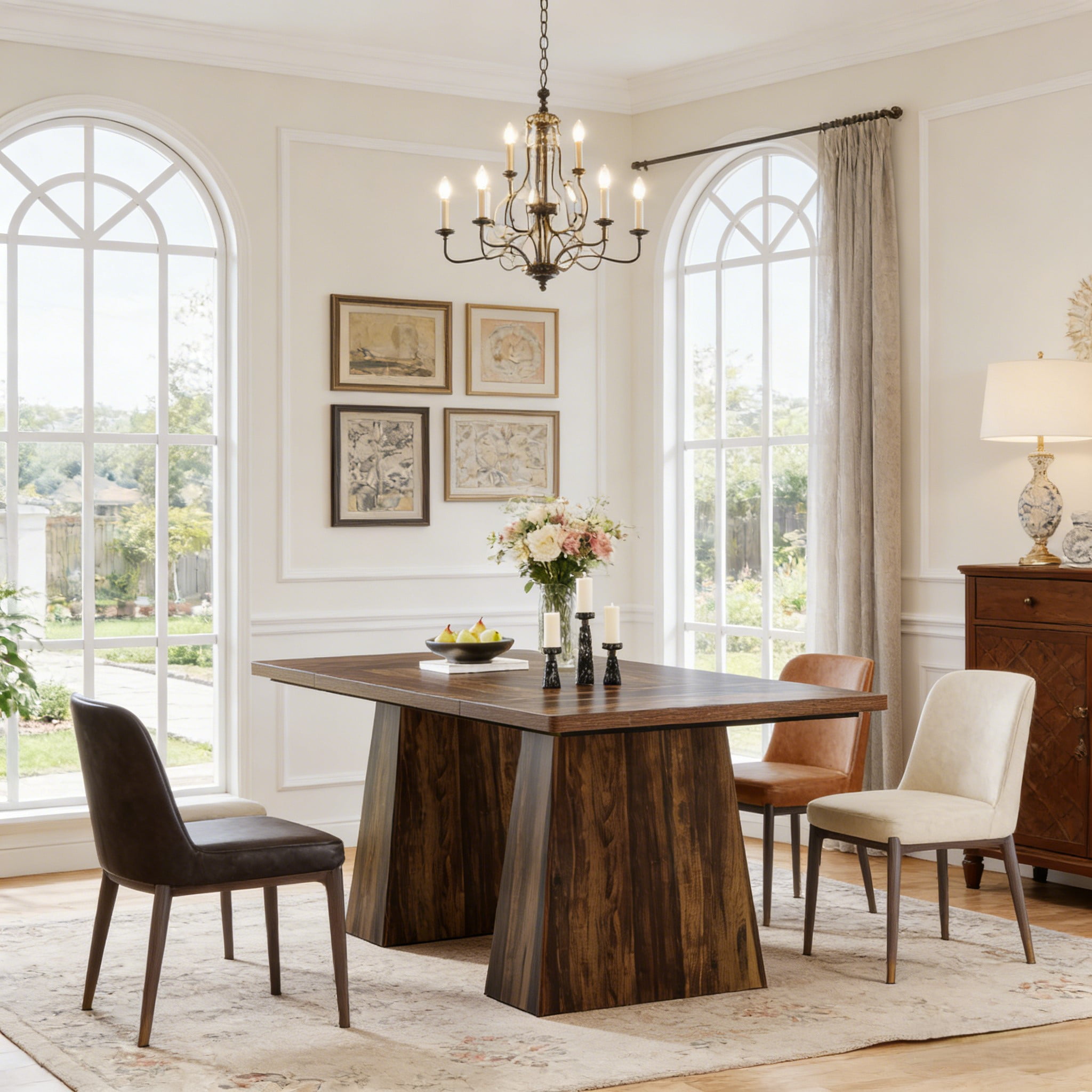 Fnova 63" Executive Desk, Dining Table for 6 People, Modern Farmhouse Wooden Kitchen Table, Large Office Computer Desk for Home Office (Chairs Not Included)