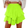 thumbnail image 3 of TaTaai Women's Tennis Skirt for Women Solid Color Elastic Waist Bohemian Ruffle Tiered High Waisted Mini Skirt for Sports Daily Gift, 3 of 7