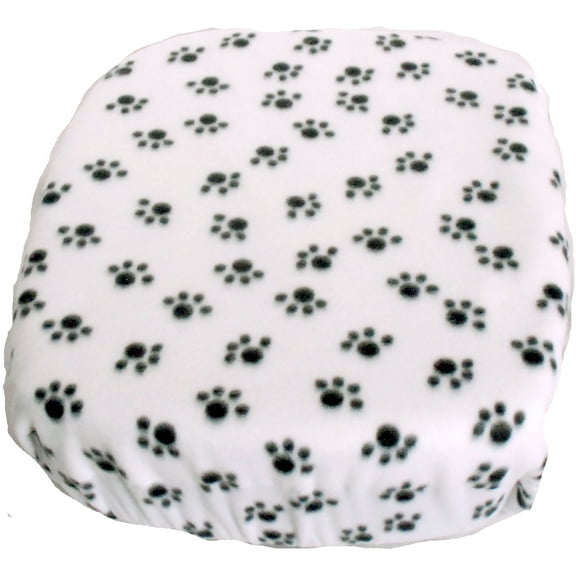 FidoRido Pet Products Designer Fleece Pet Seat Cover, White & Black Paw Prints
