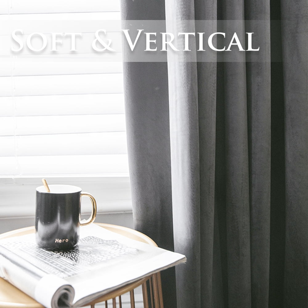 StangH Grey Velvet Curtains for Living Room 96 inches Long Blackout Curtains for Bedroom Grommet Privacy Thermal Insulated Window Drapes for Sliding Glass Door, W52 by L96 inches, 2 Panels