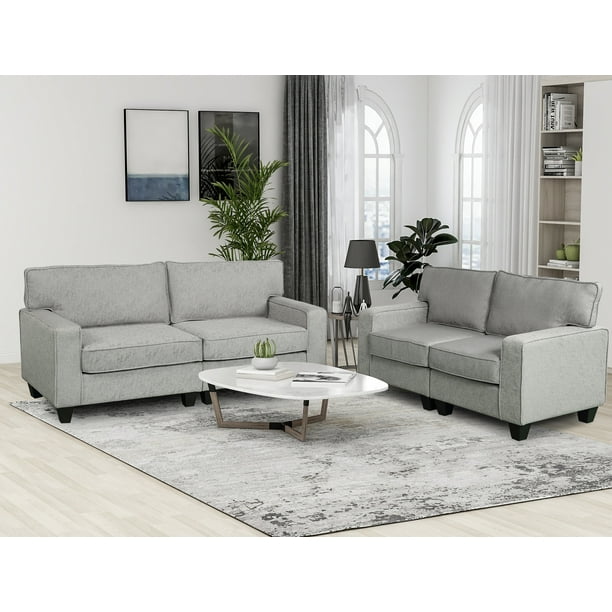Harper&Bright Designs 2 Piece Living Room Upholstered Sofa and Loveseat