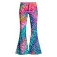 thumbnail image 7 of RUTAYY Girls Flare Pants Rainbow Ombre Glitter Dot Print Full Waist Button Zipper Fly Stage Performance Bottoms, 7 of 7