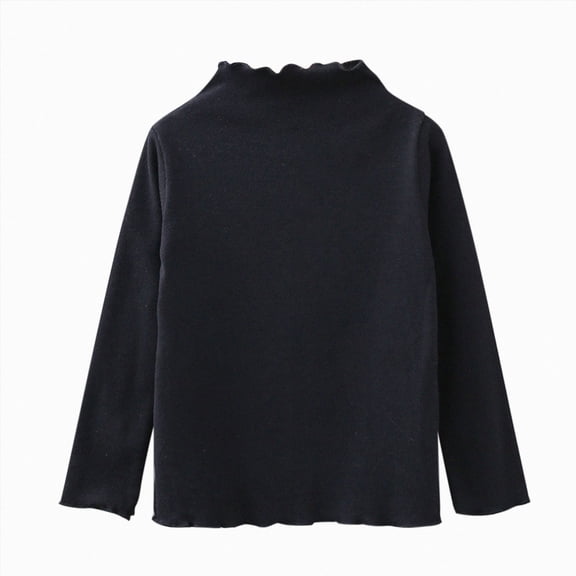 WUANDIXFA Toddler Girl T Shirts Girls Fashion Toddler Kids Girls Long Sleeve Basic T Shirt Casual Tees Shirt Tops Solid Cloths Fall Clothes,Black,4-5 Years
