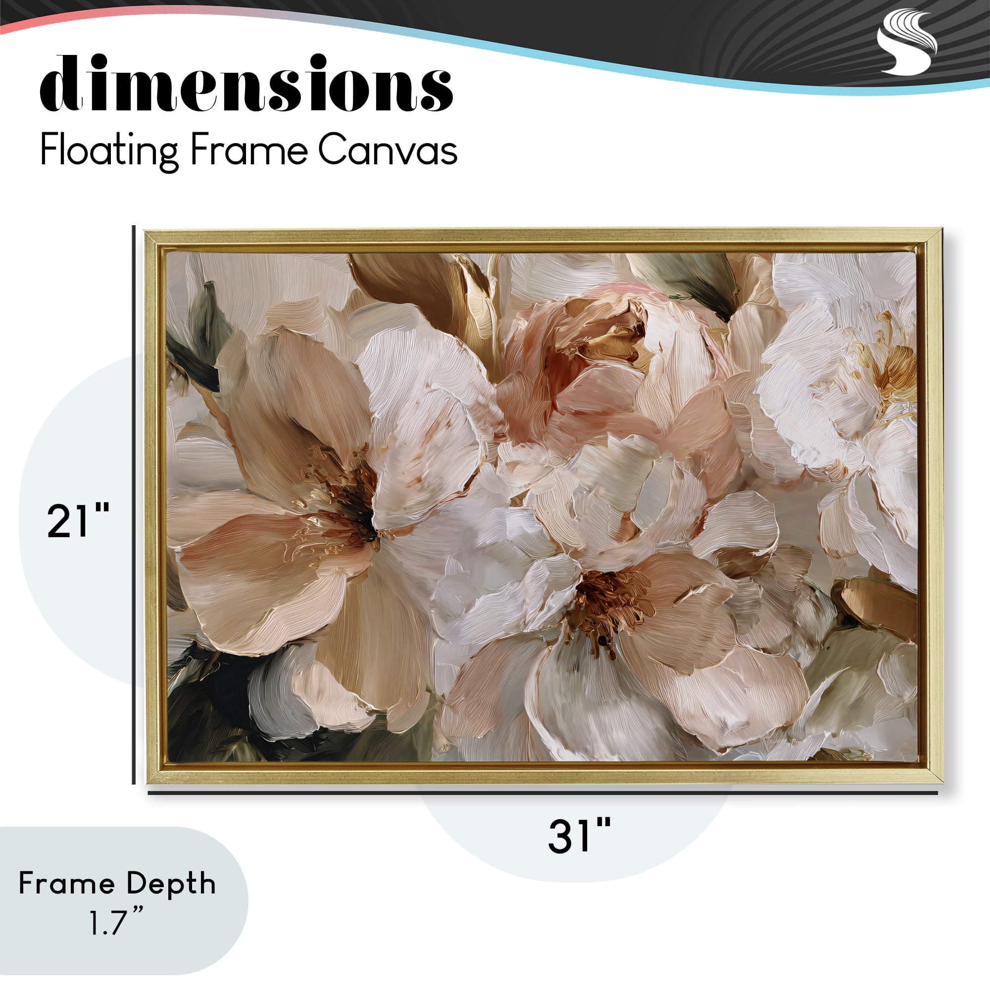 Stupell Industries Pink Brushstroke Petals Gold Framed Floater Canvas Wall Art, design by Jacky Ngan