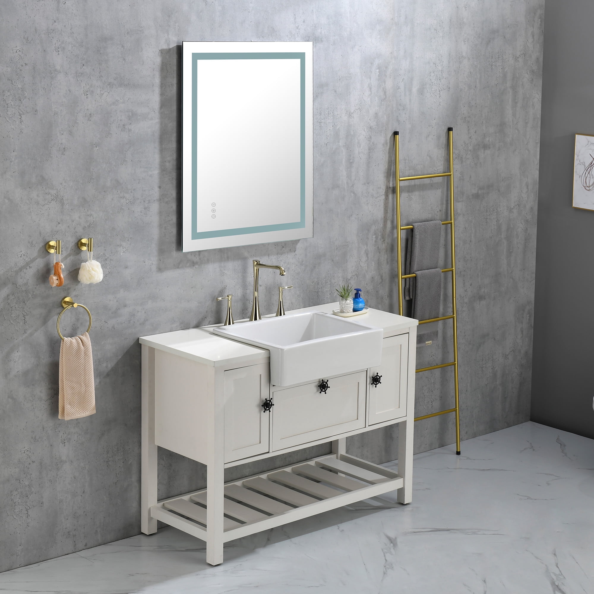 36x28 Inch LED Bathroom Mirror with Frontlit and Backlit, Wall Mounted Vanity Mirror with Smart Touch Button, Anti-Fog, Memory Function, 3 Colors, Stepless Dimmable Makeup Mirror