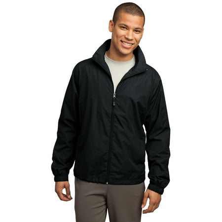 Mens Black Coat Jacket - Sport-Tek JST70 Mens Full-Zip Wind Jacket - Black - XS