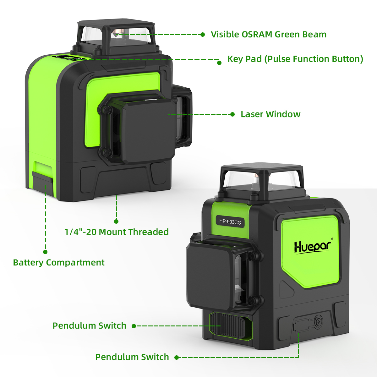 Huepar 3D 12-Line Self-Leveling Green Laser Level photo 8