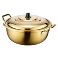 thumbnail image 1 of Cacerola de acero inoxidable con tapa, estilo coreano, para fideos ramen con dos asas, 1 of 8