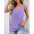thumbnail image 3 of Women's Tunic Tank Tops Loose Fit Pleated V Neck Sleeveless Plain Tshirts Summer Casual Tanks (XL, Purple), 3 of 7