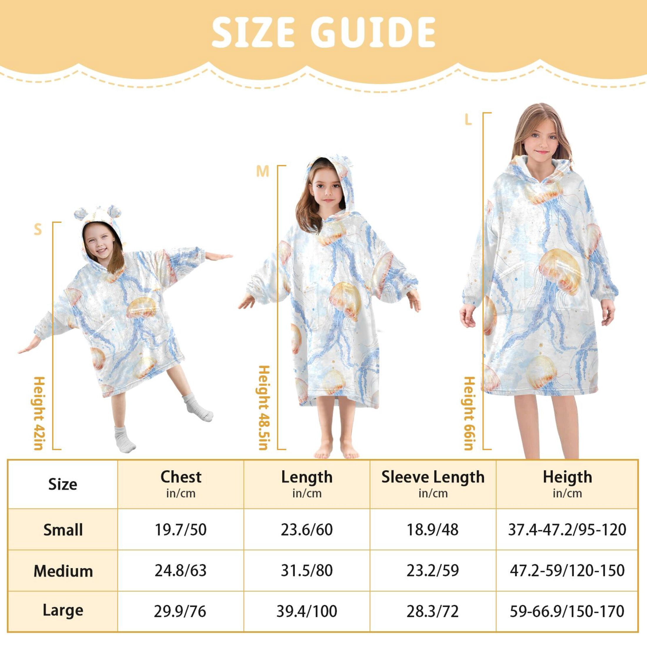 joogoo Blanket Hoodie for Watercolor Jellyfish Pattern Oversize Sweatshirt 3-14 YR L