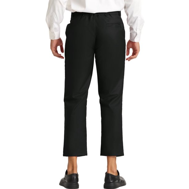 ankle cropped skinny fit black men's dress pants MOGU Ankle-Length Dress Pants for Men Slim Fit Cropped Trousers Size 29 Black at Amazon Men's Clothing store