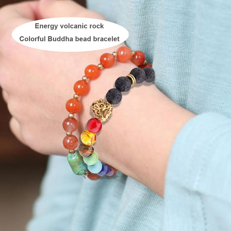 TureClos Women Men Lava Rock Bracelets Multicolor Adjustable Diffuser Bracelet Exquisite Buddha Beads Bracelet