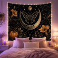 thumbnail image 2 of Moth and Crescent Moon on Black Background, Mysterious Gothic for Nature Lovers, Celestial Art Print, Halloween Gift Tapestry Wall Hanging for Bedroom and Living Room, 2 of 7