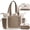 Cream & Khaki, variant on Tote Bag for Women, Lightweight Quilted Handbags with Compartments, Puffer Tote Bag for Work Travel Nurse School Daily Travel Gym (Cream & Brown)