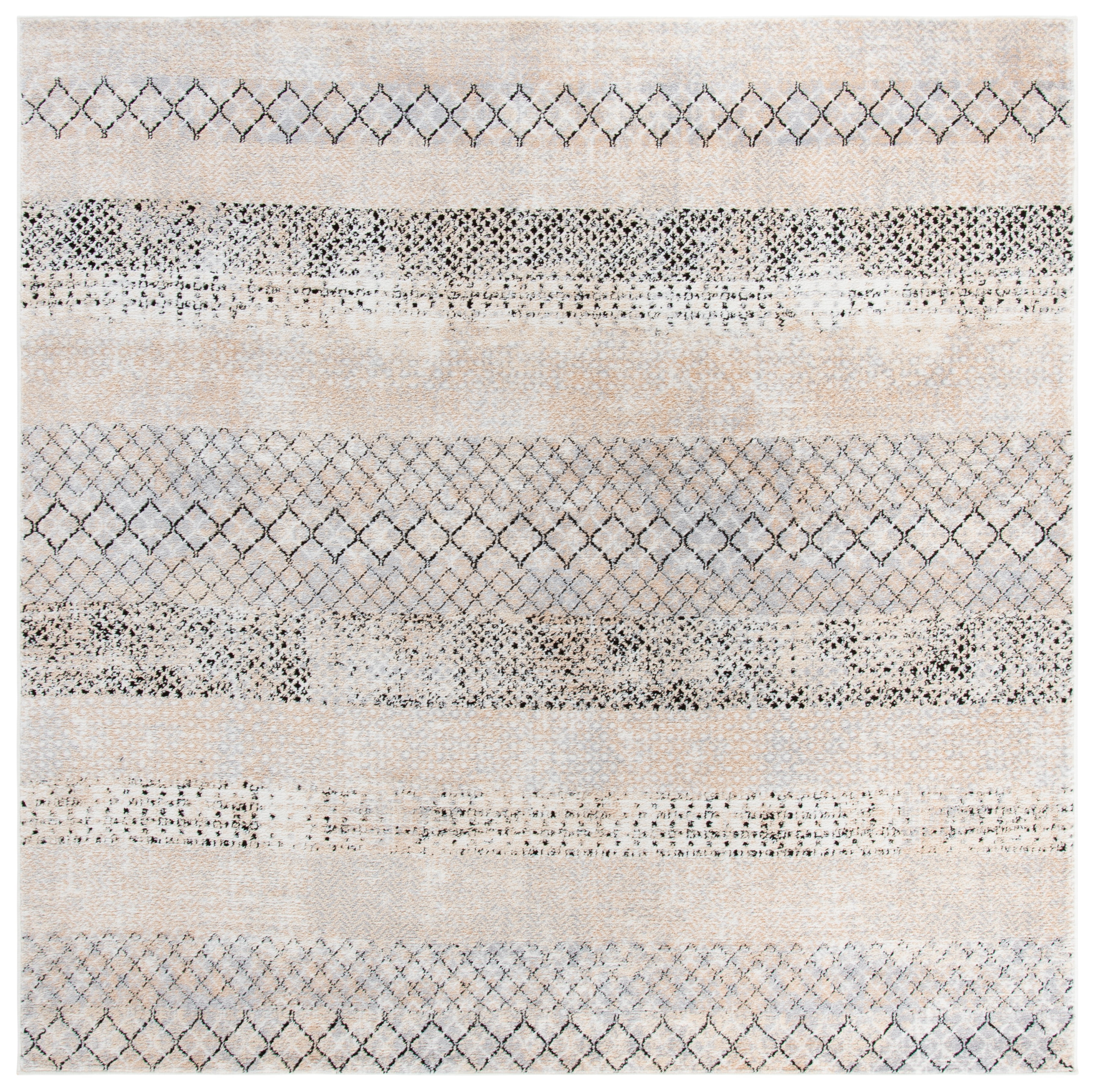 SAFAVIEH Amelia Manuel Geometric Area Rug, Gray/Gold, 6'7" x 6'7" Square