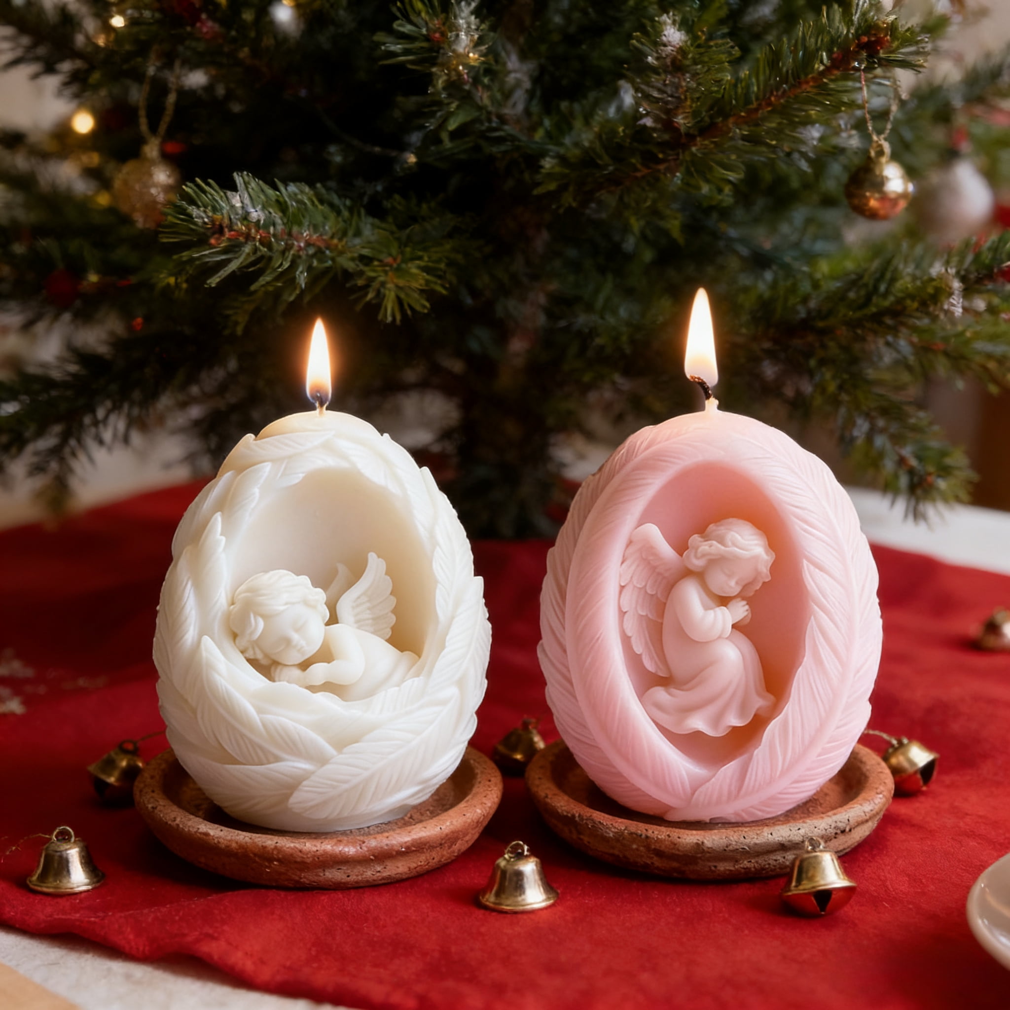 2PCS Feather Angel Silicone Candle Molds Epoxy Resin Wax Mold Silicone Egg Shaped Angel Mold for Candle Craft Making Festival Gift Decoration Angel Pendant Ornament