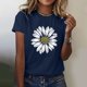 thumbnail image 2 of Gibobby Playera De Algodón Camiseta de verano de girasol para mujer, blusa holgada de talla grande, camisetas casuales gráficas de manga corta para chica（Azul marino， L), 2 of 5