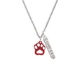 thumbnail image 2 of Delight Jewelry Acrylic Small Paw Maroon Silvertone Forever Bar Charm Necklace, 23", 2 of 4